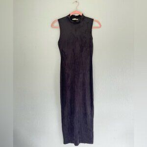 Black Faux Suede Maxi Dress Size XS